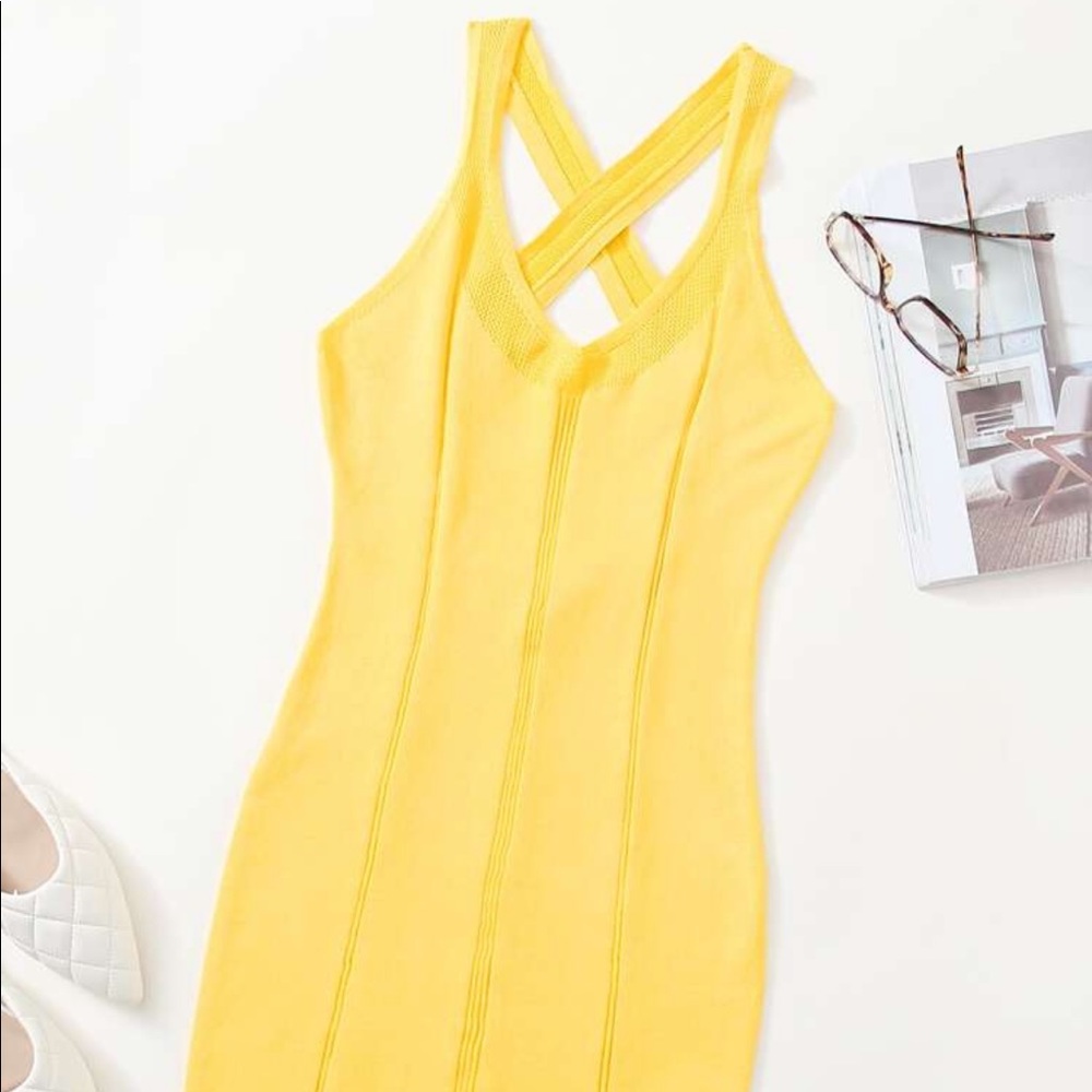 Orange/Yellow knit racerback dress NWOTS